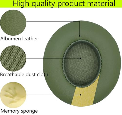 Replacement Ear Pads Compatible with Beats Solo 3.0 Wireless Army Green | for Beats Solo2 wired headphones Memory Foam/Protein Leather Earpads Earmuffs(Not for Studio headphones) - color: Army Green