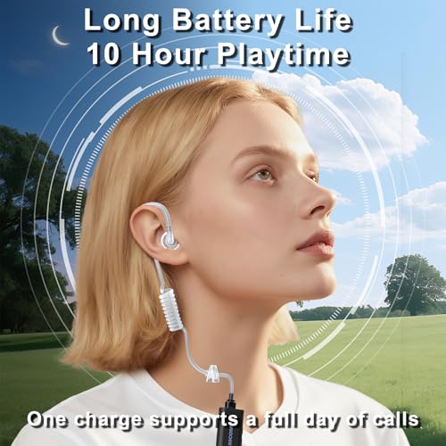 SAMCOM BTEAR01 Wireless Headset Earpiece Ear piece Clear Acoustic Tube | with PTT Microphone Mic 2 Pin Dongle 10 Working Hours for K plug FPCN30A/FPCN10A Radios,Radios Not Include - size: Wireless Earpiece