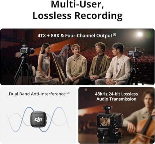 DJI Mic 3 (2 TX + 1 RX + Charging Case), Wireless Microphone for iPhone/Camera/Android, Ultralight, Adaptive Gain Control for Balanced Volume, Dual Band Anti-Interference, Vlog, Wall Charger - style: DJI MIC 3