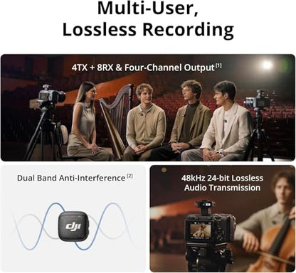 DJI Mic 3 (2 TX + 1 RX + Charging Case), Wireless Microphone for iPhone/Camera/Android, Ultralight, Adaptive Gain Control for Balanced Volume, Dual Band Anti-Interference, Vlog, Wall Charger - style: DJI MIC 3