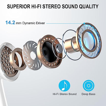 Wireless Earbuds, Bluetooth 5.4 Headphones, 50H Playtime in Ear Earphones | HiFi Stereo, 4 ENC Noise Cancelling Mics, LED Display, mini Fast Charging Case, Deep Bass, IP7 Waterproof for Android iOS - color: White