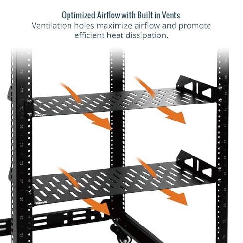 Tecmojo 1U Rack Shelf,19 inch Rack Shelf 8 inch Depth,Rack Mount Shelf with Anti-Slip Stops,Server Rack Shelf and Network Shelf for 19 in Equipments, 55lbs Capacity of Vented 1U Shelf,No Lip(2 Pack) - size: 8 in/2pack