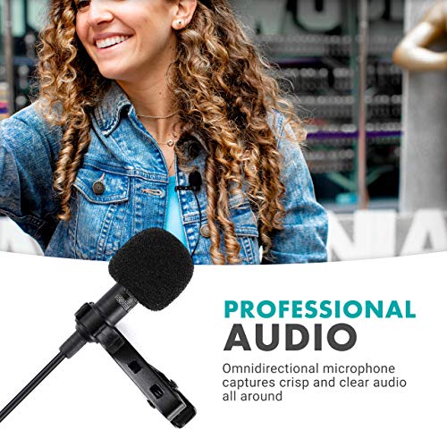 Movo WMIC50 2.4GHz Wireless Lavalier Microphone System with Integrated 164-foot Range Antenna (Includes Transmitter with Belt Clip, Receiver with Camera Shoe, Lapel Mic and 2 Earphones)