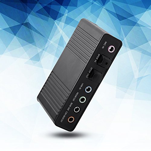 5.1 USB Audio Sound Card with SPDIF, External USB Sound Card Adapter for PC Laptop Audio, Support 48/44 KHz Sampling Rate, Black