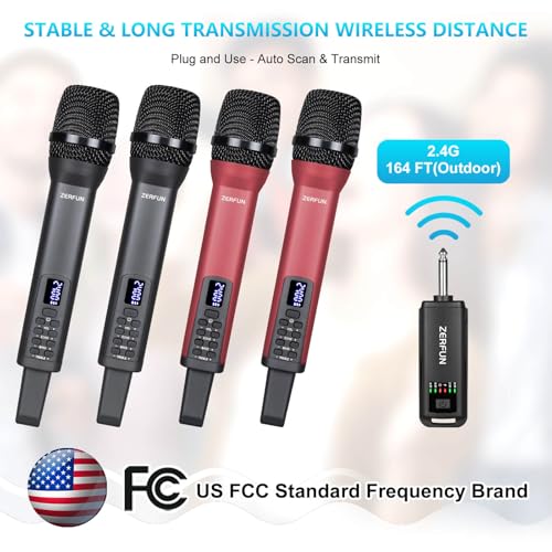 Rechargeable Wireless Microphones 4 Pack, D240, Grey&Red - color: Gray & Red, style: 4 Mics