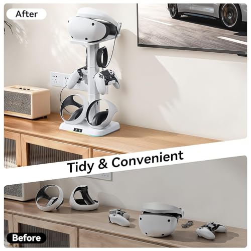 Kosker PSVR 2 Charging Stand & Headset Stand, for Meta Quest 2/3/3S - color: updated white