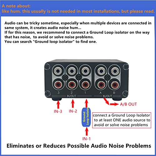 3 in 2 Out RCA Stereo Audio Switch Input Signal Source Switcher Selector Splitter Box -RC32 - color: 3-IN-2-OUT RCA Switch