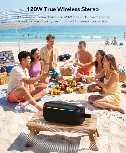 Portable Bluetooth Speaker, 60W Max with BassBoost,Waterproof and Dustproof