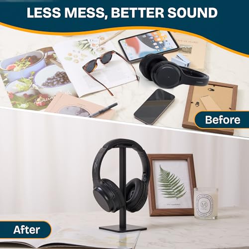 Headphone Stand, U-Shaped Universal Headset Holder, Anti-Slip Base, Black