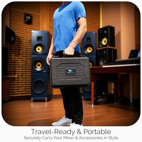 CASEMATIX 16" Hard Audio Mixer Case Compatible with Behringer Xenyx 1002SFX 1202SFX Q1002USB 802S Q1202USB 1202FX 1204USB X1204USB – Protective Travel Case Fits 14.5" x 10.5" x 4.5" Mixers