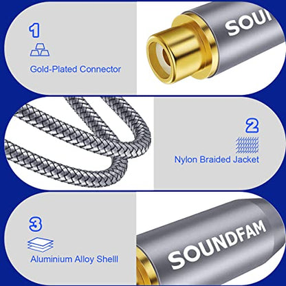RCA Extension Cable,Subwoofer Cable Male to Female Gold-Plated for Home Theater, TV, Amplifier, Speaker etc-Grey(6ft/2M) - size: 6ft/2M, style: Subwoofer M/F