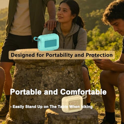 Silicone Cover Case for JBL Go 5 Portable Bluetooth Speaker | Protective Case for Go 5 Speaker, Shockproof Drop-Protection Cover with Carabiner (Teal) - color: Teal