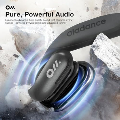 Oladance OWS Sports True Wireless Open-Ear Headphones, IPX8, 15H Playtime | Multi-Point Connectivity, Bluetooth 5.3, Durable Neckband, Virtual Bass 2.0, Liquid Silicone, Amplifier Chip - color: Grey