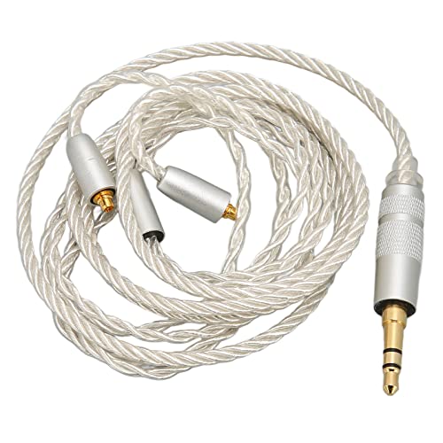 Replacement Earphone Cable, Silver Plated Copper HiFi 4 Core MMCX to 3.5mm Sound Jack, Upgrade Headphone Wire with Noise Reduction for SE215 SE315 SE425 SE535 SE846,