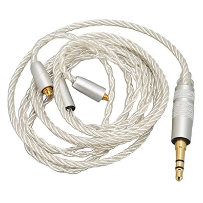 Replacement Earphone Cable, Silver Plated Copper HiFi 4 Core MMCX to 3.5mm Sound Jack, Upgrade Headphone Wire with Noise Reduction for SE215 SE315 SE425 SE535 SE846,