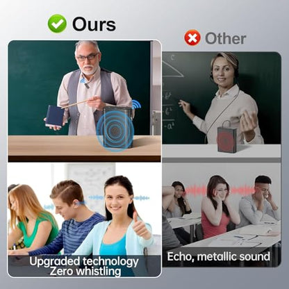 Moman Voice Amplifier for Teachers with Wireless Lavalier Microphone, Zero Whistling, Low Latency, Portable Meagaphone Speaker Mic for Classroom Meeting - color: Black