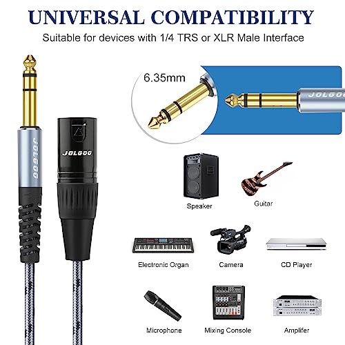 JOLGOO 1/4 Inch TRS to XLR Male Cable, Balanced 6.35mm TRS Plug to 3-pin XLR Male, Quarter inch TRS Male to XLR Male Microphone Cable, 6.6 Feet 2 Pack - size: 6.6 Feet - 2 Pack, style: 1/4 TRS Male to XLR Male