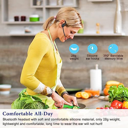 BANIGIPA Open Ear Air Conduction Headphones, Noise Cancelling Bluetooth Headset for Phones Laptop Computer PC, Wireless Earbuds for Office Meeting Running Cycling Driving Working