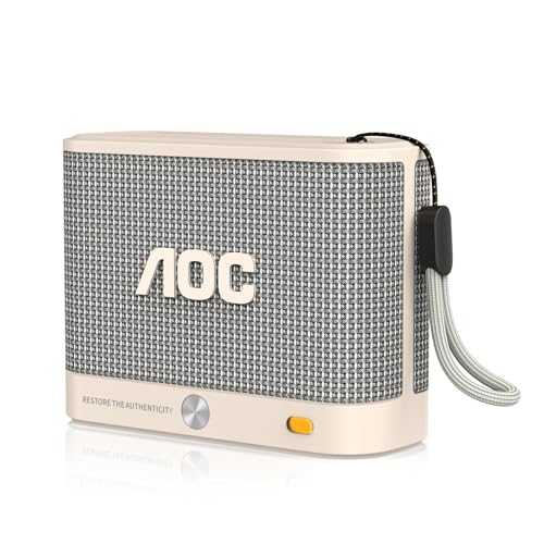AOC Portable Bluetooth Speaker, Shower Speaker, BT 5.4 with Wireless Stereo Pairing, BassUp, IP65 Waterproof, Dustproof, 30-Hour Playtime, Compact Small for Home, Outdoors, Travel, White