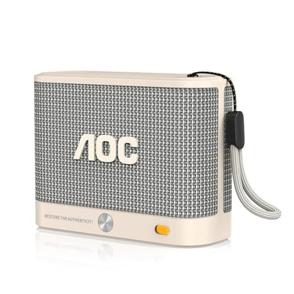 AOC Portable Bluetooth Speaker, Shower Speaker, BT 5.4 with Wireless Stereo Pairing, BassUp, IP65 Waterproof, Dustproof, 30-Hour Playtime, Compact Small for Home, Outdoors, Travel, White