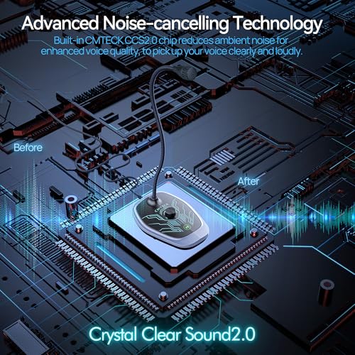 CMTECK USB Computer Microphone, RGB Light, Mute Function for PC/Laptop | Quick mute with LED, plug-and-play, noise-cancelling. Ideal for podcasting, YouTube, and streaming. Works with PS4/PS5/PC. - color: Dynamic RGB