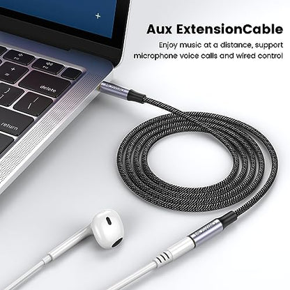 MOSWAG 13.12FT 3.5mm Male to Female Extension Cable with Microphone Stereo - color: Black, size: 13.12 ft