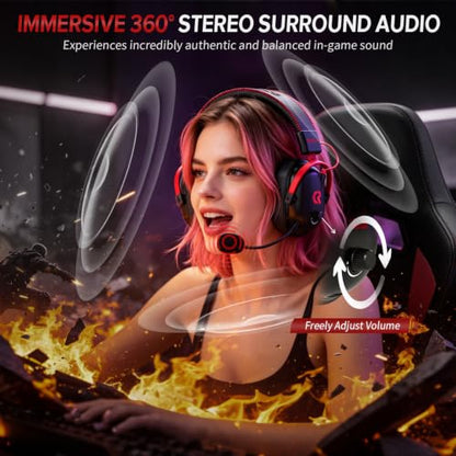 Wireless Gaming Headset with Charging Station for PC,PS4,PS5,Xbox