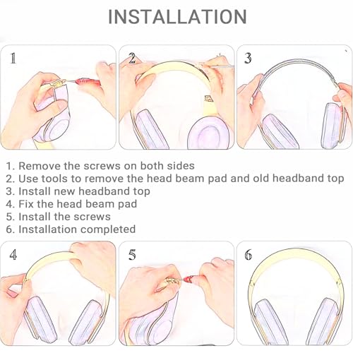 Studio Pro Headband & Hinge Replacement for Beats Studio Pro Headphone, Durable Repair Kit Metal Folding Hinge Headband Parts Set（Black）
