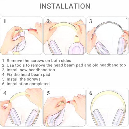 Studio Pro Headband & Hinge Replacement for Beats Studio Pro Headphone, Durable Repair Kit Metal Folding Hinge Headband Parts Set（Black）