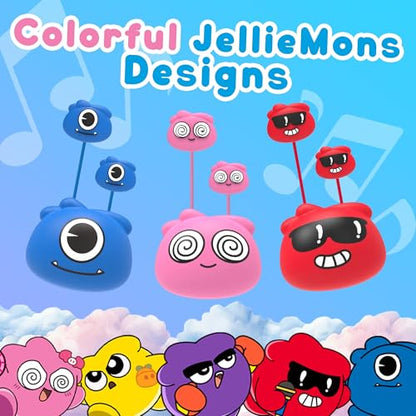 Jellie Drops Wired Earbuds for Kids, Featuring Colorful Characters. Silicone Storage case, 3.5mm aux, USB C Adapter, Volume Control, School Ready, Cute, Lightweight, and Compact. (Pink) - color: Pink