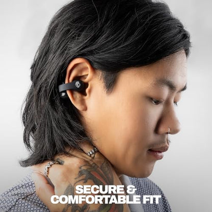 Skullcandy Push 720 Open Wireless Open-Ear Bluetooth Earbuds - True Black | Waterproof, Clip-On Lightweight Design, 30 Hours Battery, Wireless Charging Pouch, Exercise, Running Outdoors, Gym, Fitness - color: Black/Silver