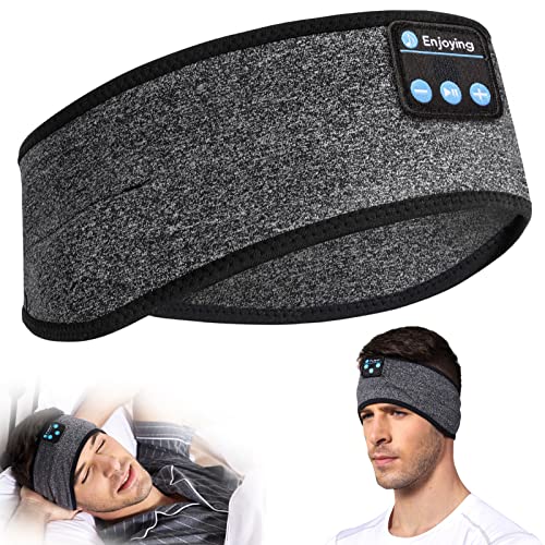 Enjoying Sleep Headband, Bluetooth Headphones for Sleeping with Noise Cancelling, Thin Speakers, 1 Count, Black&Grey, Hairband, Unisex, for Sleep, Workout, Yoga, Travel, Insomnia, Leisure