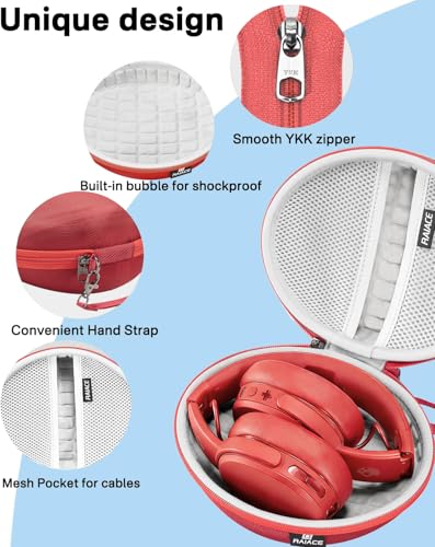 Hard Travel Carrying Case Compatible with Skullcandy Crusher Over-Ear Headphones. (Case Only, Not Include The Device) (Red) - color: Red