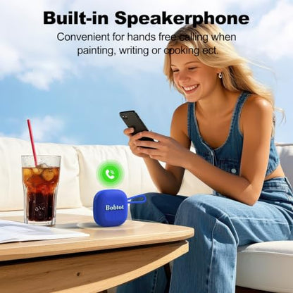 Bobtot Portable Wireless Bluetooth Speaker, IPX7 Waterproof | 16H Playing Time, Loud Stereo Sound, Built-in Mic, TWS, Small Size with Carry Lanyard, Pink - color: Pink