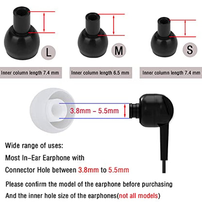 Silicone Ear Tips Replacement Earbud Tips for In-Ear Headphones (Inner Hole 3.8mm-5.5mm) 18 Pairs S M L - color: Transparent white