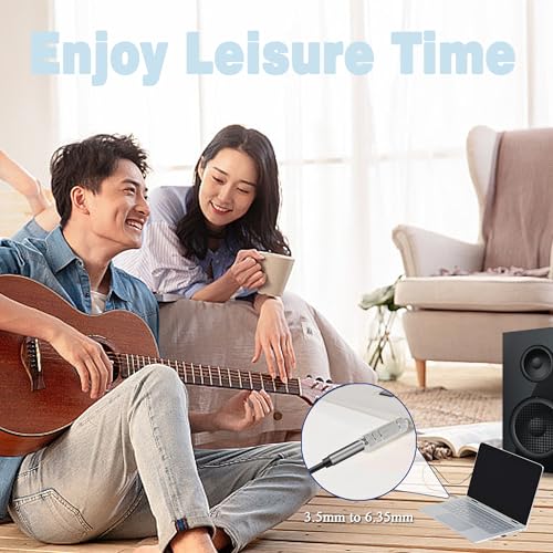 1/4 Female to 1/8 Male Audio Adapter Kit 3.5MM Male to 6.35MM Female Connector for Guitar Headphone 4 Pack - color: Silver