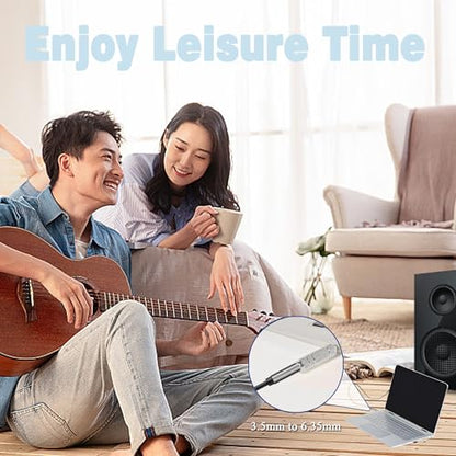 1/4 Female to 1/8 Male Audio Adapter Kit 3.5MM Male to 6.35MM Female Connector for Guitar Headphone 4 Pack - color: Silver