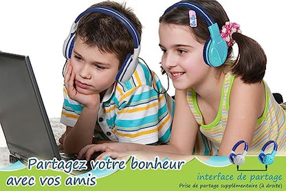 SIMOLIO Kids Bluetooth Headphones Boys with Microphone, 75dB/85dB/94dB Volume Limited Kids Headphones Wireless, Adjustable Foldable Over-Ear Headset for Children School Travel Tablet Airplane Grey | Wired Cord & Share Port, Over-Ear, Eva Case, Wireless He