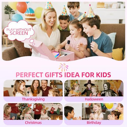 Kinglucky Mini Karaoke Machine for Kids, Top Birthday Gift Pick for Girls Ages 3, 4, 5, 6, 7, 8, 9, 10, 11, 12 Years Old, Kids' Personal Video Players Accessories with 2 Mics Singing Present Toy Pink - color: Pink