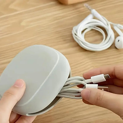 Silicone Earphone Storage Bag Data Cable Charger Storage Box, Wired Headphone Organizer(Grey) - color: Grey