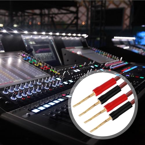 XMSJSIY Flex Pin Banana Speaker Cable 14AWG HiFi Audio OFC - 2M/6.56FT | Braided Banana Terminal Binding Post Gold-Plate Connector Loudspeaker Audio Speaker Wire for Amplifier Sound System