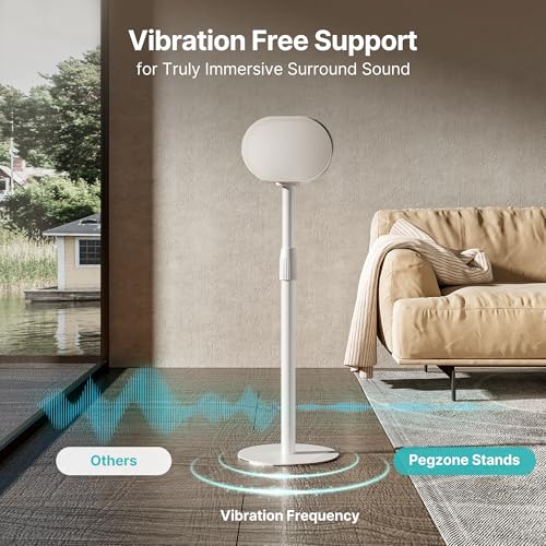26.9"-42" Speaker Stands Pair Compatible with Sonos Era 100 and 300, 2 Pack | Height-Adjustable from 26.9"-42", Cable Management, 11lbs Capacity, White, 2 Pack - size: 2 Pack