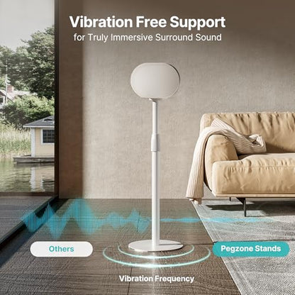 26.9"-42" Speaker Stands Pair Compatible with Sonos Era 100 and 300, 2 Pack | Height-Adjustable from 26.9"-42", Cable Management, 11lbs Capacity, White, 2 Pack - size: 2 Pack