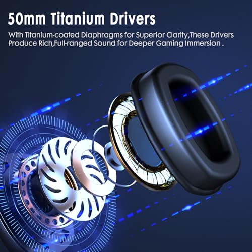 Wireless Gaming Headset for PS5, PS4, PC, Nintendo Switch, 2.4GHz USB Gaming Headphones, Bluetooth 5.3, 50H Battery, Noise Canceling Microphone, ONLY 3.5mm Wired Mode for Xbox Series-Black and White