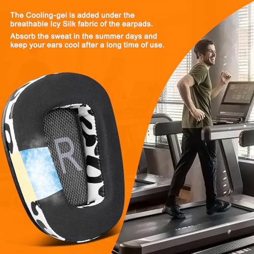 SOULWIT Cooling Gel Ear Pads Cushions Replacement for Logitech G35 G930 G933 G935 G633 G635 G533 G430 G431 G432 G433 Gaming Headset, Earpads for G332 G230 G231 G233 Headphones - Snow Leopard - color: Snow Leopard