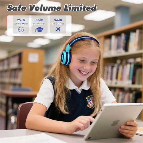 SIMOLIO Kids Bluetooth Headphones with Share Port, HD Mic for Toddler Boys - color: Mint