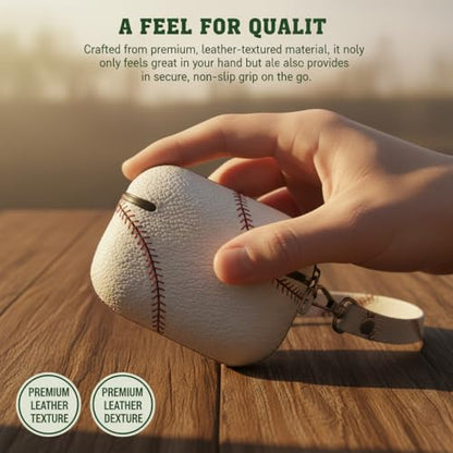 Baseball AirPods Pro 3 Case 2025, Premium PU Leather Protective Cover with Keychain, Cute Hard Shell Earbuds Case, White - color: (Baseball-05), size: Compatible with Airpods Pro 3(Model A2700/A2931)