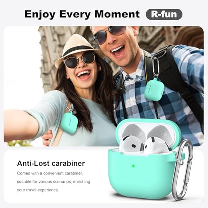 for AirPods 4th Case Cover with Cleaner Kit, Soft Skin Silicone Case Cover with Keychain, Full Protective Case for Men and Women, Compatible with Apple Latest AirPods 4 Case 2024, Mint Green - color: C Mint Green