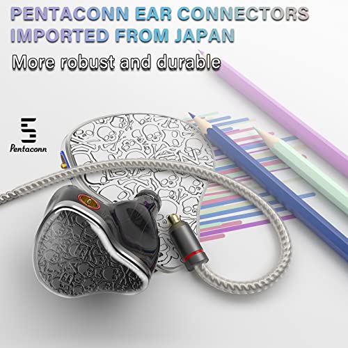 BASN Bmaster5 in Ear Monitor Headphone,1DD+4BA 5 Driver Musician IEM Earbud | 10mm DLC Diaphragm, Pentaconn Connector OFC Cable, Aluminum Case, Noise Isolation IEM for Drummer Audiophile (Midnight Black) - color: Midnight Black