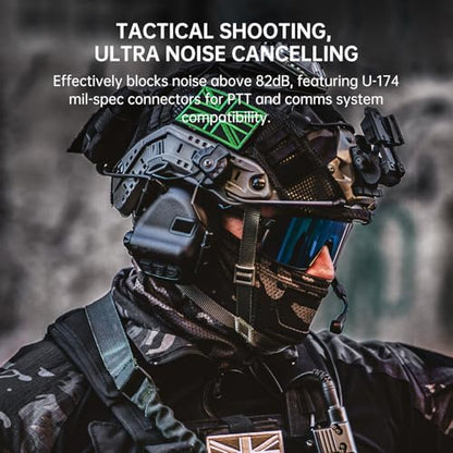 EARMOR Combo M32X Plus Electronic Hearing Protection with ARC Rail Helmet Adapters & Ear Muffs Storage Bag, Shooting Ear Protection for Noise Reduction & 5X Sound Amplification